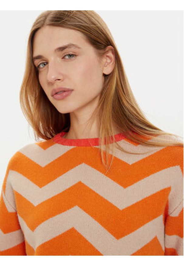 Frieda & Freddies Sweter 3307 Pomarańczowy Regular Fit. Kolor: pomarańczowy. Materiał: wiskoza