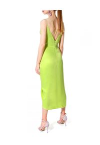 AGGI - Limonkowa sukienka z rozcięciem Ava. Kolor: zielony. Długość rękawa: na ramiączkach. Styl: wizytowy. Długość: midi #3