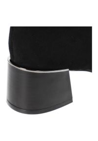 BESTELLE - Czarne Botki Bestelle Eleganckie Buty Damskie. Okazja: do pracy, na co dzień, na spotkanie biznesowe. Kolor: czarny. Materiał: futro, jeans, materiał, syntetyk. Obcas: na obcasie. Styl: elegancki. Wysokość obcasa: średni #2