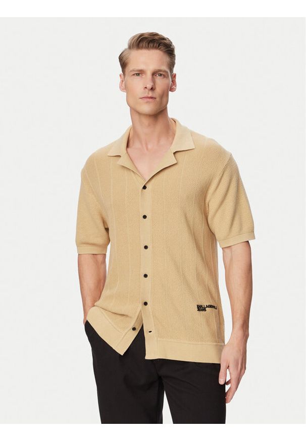 Karl Lagerfeld Jeans Polo B2M18028 Khaki Relaxed Fit. Typ kołnierza: polo. Kolor: brązowy. Materiał: bawełna