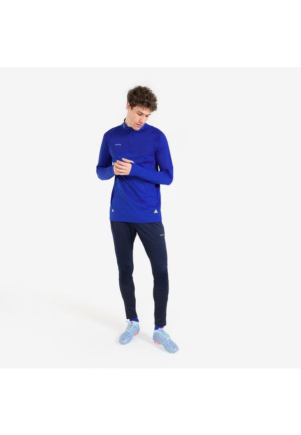 KIPSTA - Bluza piłkarska Kipsta CLR półsuwak. Kolor: niebieski. Materiał: materiał, skóra. Sport: piłka nożna