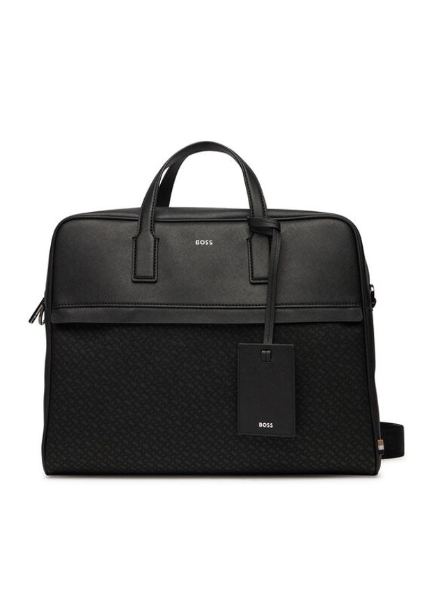 BOSS Torba na laptopa 50548188 Czarny. Kolor: czarny. Materiał: skóra