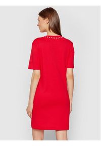 Love Moschino - LOVE MOSCHINO Sukienka codzienna W5A0222M 3517 Czerwony Regular Fit. Okazja: na co dzień. Kolor: czerwony. Materiał: bawełna. Typ sukienki: proste. Styl: casual #4