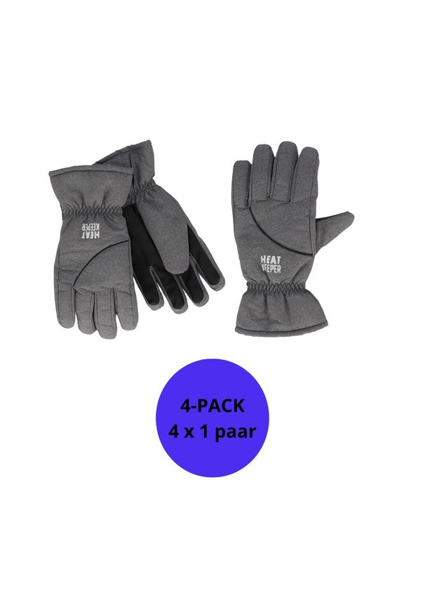 HEAT KEEPER - Męskie rękawice narciarskie 4 pary. Kolor: szary. Materiał: poliamid. Sezon: zima. Sport: narciarstwo