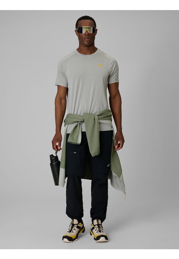 4f - 4F Koszulka trekkingowa regular szybkoschnąca męska - szara XL. Kolor: szary. Materiał: włókno, materiał. Długość: długie