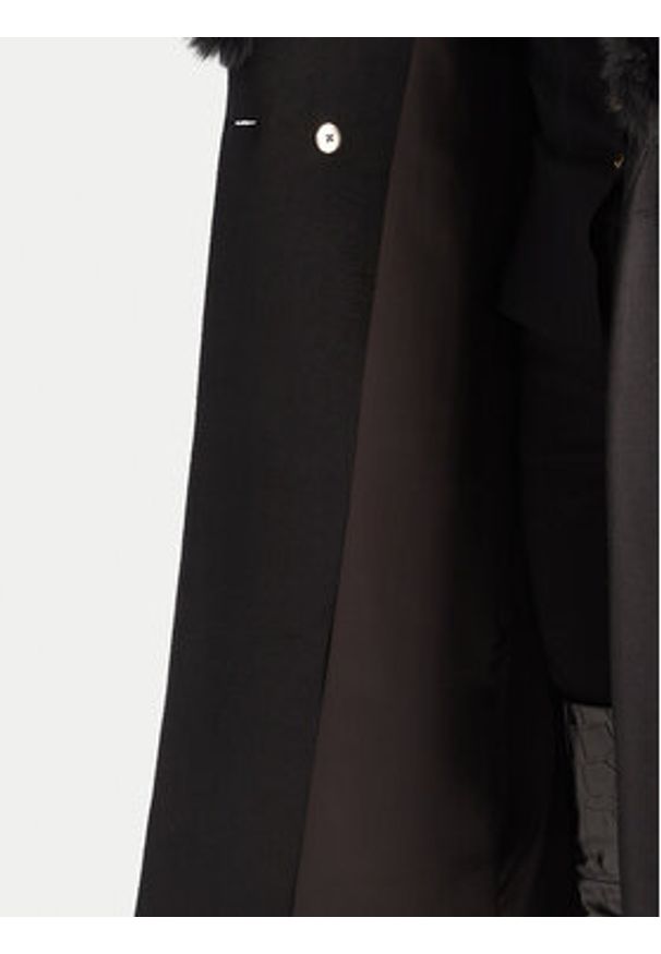 YES LONDON Płaszcz wełniany CD1218ECO Czarny Regular Fit. Kolor: czarny. Materiał: syntetyk