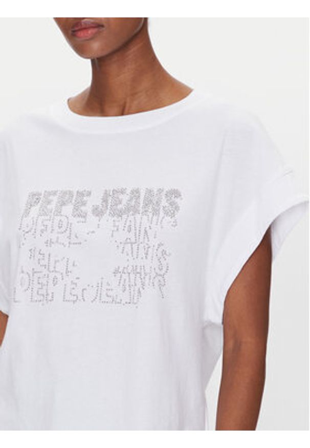 Pepe Jeans T-Shirt Lira PL505996 Biały Regular Fit. Kolor: biały. Materiał: bawełna