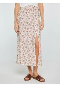Big-Star - Spódnica damska midi w kwiatowy wzór perłowa Shimenita 103. Kolor: kremowy. Materiał: wiskoza, tkanina. Wzór: kwiaty. Sezon: lato #2