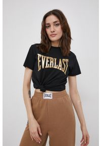 EVERLAST - Everlast T-shirt bawełniany kolor czarny. Okazja: na co dzień. Kolor: czarny. Materiał: bawełna. Wzór: nadruk. Styl: casual