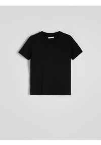 Reserved - T-shirt regular - czarny. Kolor: czarny. Materiał: dzianina, bawełna