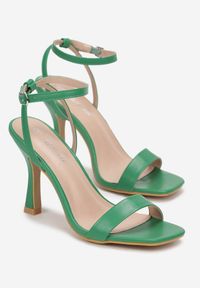 Renee - Zielone Sandały z Kwadratowym Noskiem na Szpilce Reynolia. Kolor: zielony. Obcas: na szpilce #5