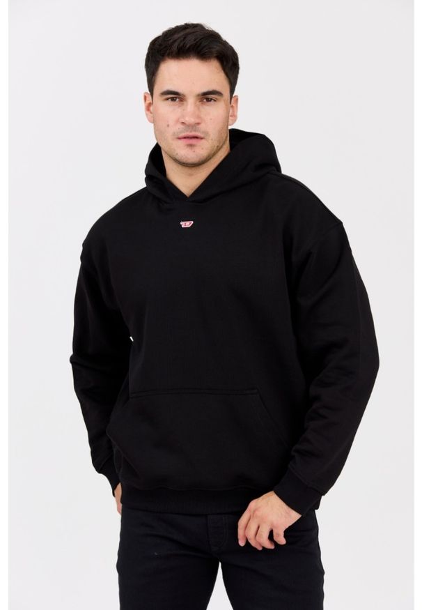 Diesel - DIESEL Czarna męska bluza z kapturem S-BOXT-HOOD-D, Rozmiar XXL. Typ kołnierza: kaptur. Kolor: czarny. Materiał: elastan, bawełna. Długość rękawa: długi rękaw. Długość: długie. Wzór: jednolity. Styl: klasyczny