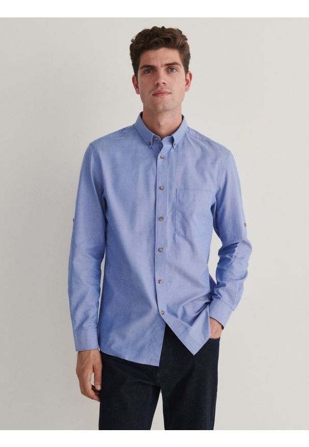 Reserved - Koszula regular fit - niebieski. Kolor: niebieski. Materiał: bawełna
