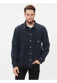 Calvin Klein Jeans Koszula jeansowa Linear J30J324451 Granatowy Regular Fit. Kolor: niebieski. Materiał: bawełna