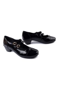 Rieker - RIEKER 41758-00 black, czółenka damskie. Kolor: czarny. Materiał: skóra. Obcas: na obcasie. Wysokość obcasa: średni