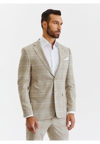 Pako Lorente - PAKO LORENTE – Beżowa marynarka męska w kratę. Kolor: beżowy. Materiał: elastan, wiskoza, poliester. Styl: boho #5