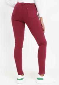 Born2be - Bordowe Spodnie Skinny Thalathe. Kolor: czerwony. Wzór: aplikacja #6