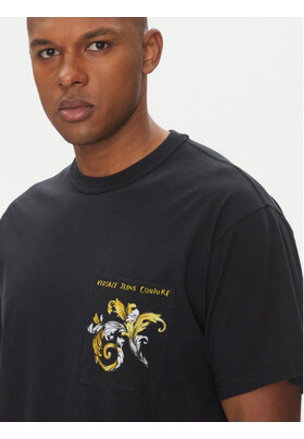 Versace Jeans Couture T-Shirt 78GAH6RB Czarny Regular Fit. Kolor: czarny. Materiał: bawełna