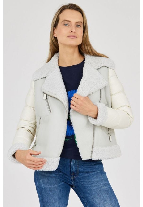 Blauer USA - BLAUER Gołębi kożuch damski z pikowanymi rękawami, Rozmiar M. Kolor: szary