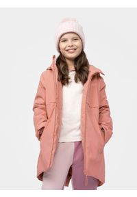 4f - Parka miejska membrana 5 000 dziewczęca. Kolor: różowy. Materiał: materiał, poliester. Sezon: zima #1