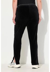 ULLA POPKEN - Damskie Aksamitne spodnie dresowe błyszcząca lamówka elastyczny pas kieszenie. Kolekcja: plus size. Kolor: czarny. Materiał: elastan, poliester, materiał