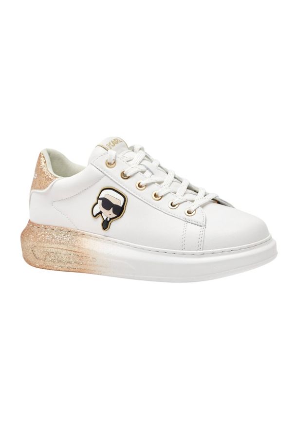 Karl Lagerfeld - KARL LAGERFELD Białe damskie sneakersy skórzane KAPRI Ombre NFT, Rozmiar 36. Kolor: biały. Materiał: skóra