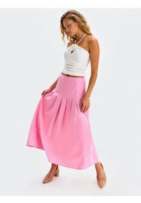 Sinsay - Spódnica midi z zakładkami z domieszką wiskozy - różowy. Kolor: różowy. Materiał: wiskoza #1