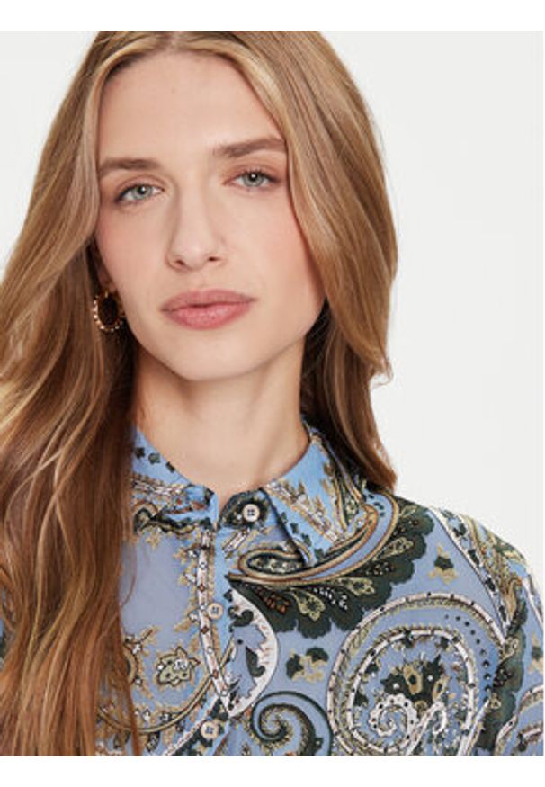 Guess Koszula W5BH78 W2770 Niebieski Regular Fit. Kolor: niebieski. Materiał: syntetyk