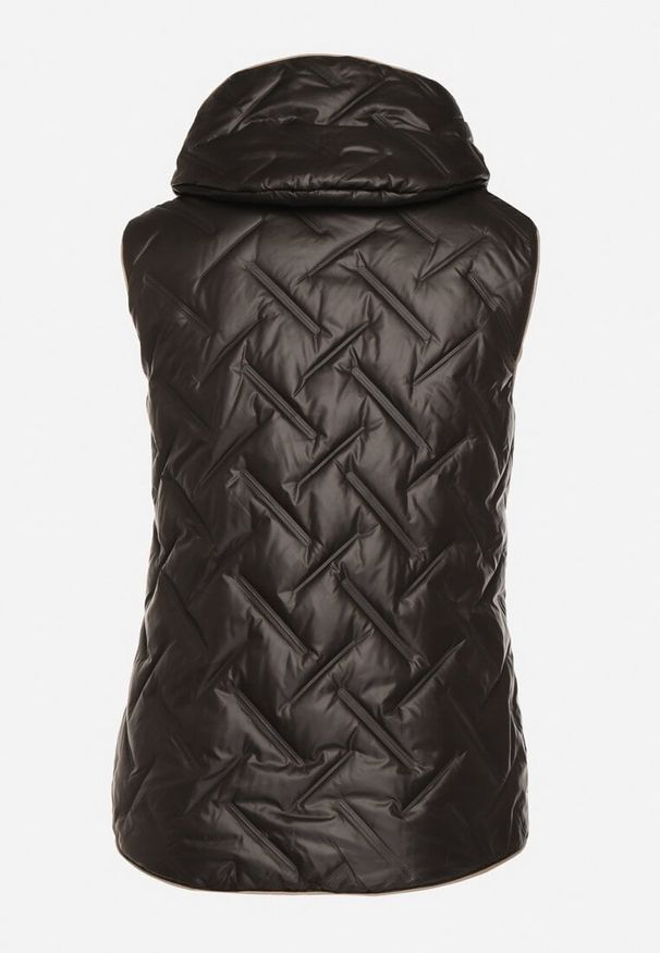 Born2be - Czarna Pikowana Kamizelka z Odpinanym Kapturem Rilanisa. Okazja: na co dzień. Kolor: czarny. Materiał: jeans. Styl: casual, klasyczny, elegancki