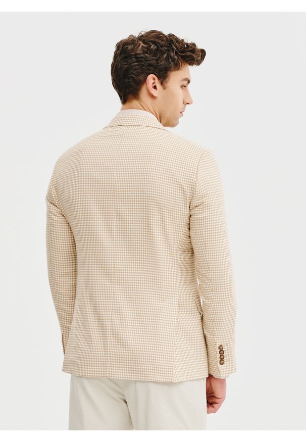 Pako Lorente - PAKO LORENTE - Jasna marynarka męska w pepitkę. Materiał: poliester, elastan, wiskoza. Sezon: wiosna