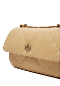 Tory Burch Torebka Kira Diamond Quilt Pave Mini Flap Bag 161913 Beżowy. Kolor: beżowy. Materiał: skórzane