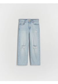 Reserved - Jeansy straight z rozcięciami - niebieski. Stan: podwyższony. Kolor: niebieski #1