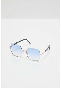 MOODO - Okulary przeciwsłoneczne z metalowymi oprawkami niebieskie. Kolor: niebieski. Materiał: akryl