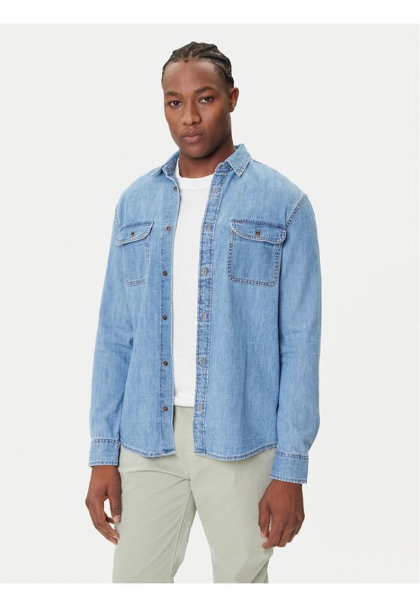 Tommy Jeans Koszula jeansowa DM0DM21727 Niebieski Regular Fit. Kolor: niebieski. Materiał: bawełna