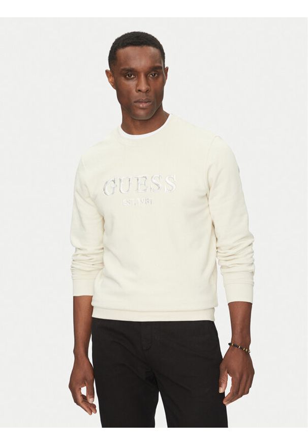 Guess Bluza M5GQ08 KCN01 Écru Regular Fit. Materiał: bawełna