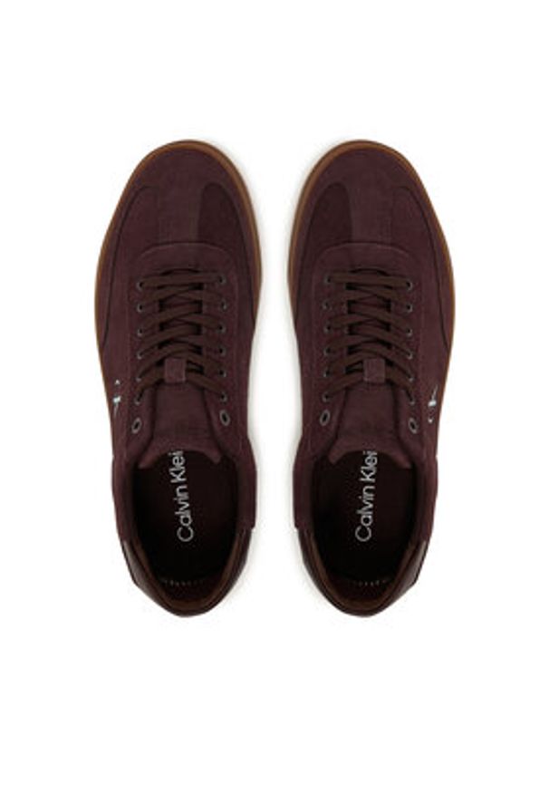 Calvin Klein Sneakersy Low Pro Cups Lace Up Sue Mix Mg HW0HW02683 Bordowy. Kolor: czerwony. Materiał: zamsz, skóra