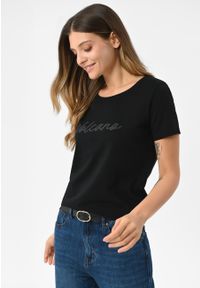 Volcano - Bawełniana koszulka T-PARSLEY. Okazja: na co dzień. Kolor: czarny. Materiał: bawełna. Długość rękawa: krótki rękaw. Długość: krótkie. Wzór: napisy, aplikacja. Styl: klasyczny, casual, elegancki #1