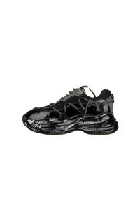 Sneakersy Sca'viola B-206 Black, Czarny, Skóra naturalna lakierowana. Zapięcie: bez zapięcia. Kolor: czarny. Materiał: skóra. Szerokość cholewki: normalna. Wzór: napisy, aplikacja #5