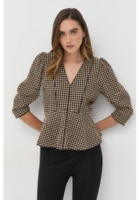 Notes du Nord bluzka damska kolor brązowy w kratę. Okazja: na co dzień. Kolor: brązowy. Styl: casual #2