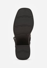 Born2be - Czarne Półbuty na Słupku z Podwójnym Paskiem z Cyrkoniowymi Klamrami Nerilin. Okazja: do pracy, na spotkanie biznesowe. Zapięcie: klamry. Kolor: czarny. Materiał: jeans, materiał. Obcas: na słupku. Styl: klasyczny, biznesowy, elegancki #5