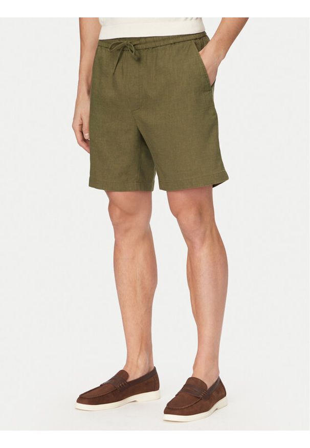 TOMMY HILFIGER - Tommy Hilfiger Szorty materiałowe Dover MW0MW44356 Zielony ciemny Regular Fit. Kolor: zielony. Materiał: len