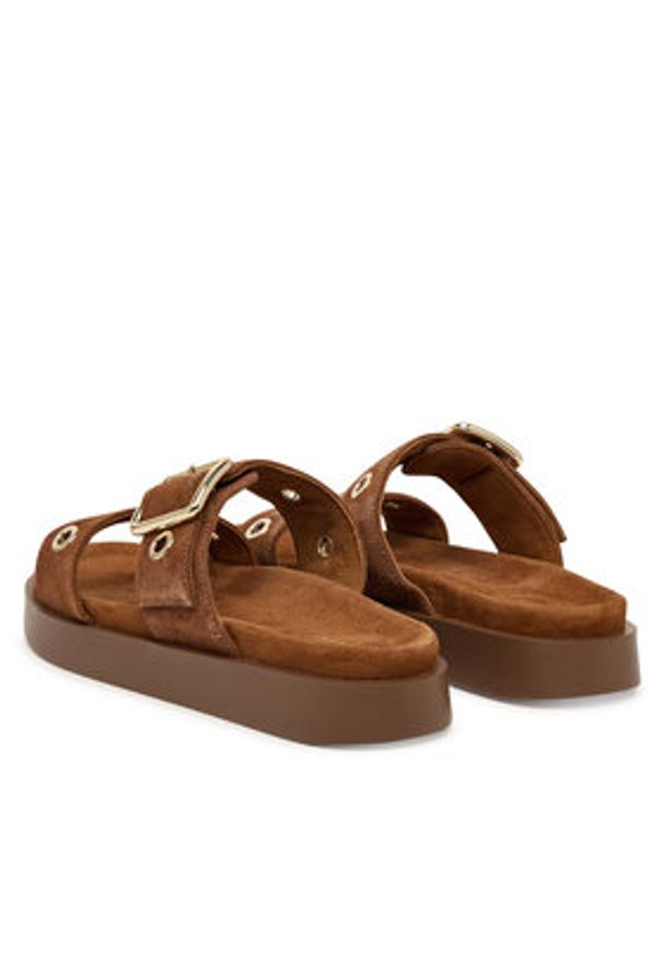 Inuikii Klapki Tilda Buckle 1004.003.0631 Brązowy ciemny. Kolor: brązowy. Materiał: skóra, zamsz