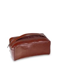 Kosmetyczka skórzana Pavone Nero Orta 2126 brązowa. Kolor: brązowy. Materiał: skóra