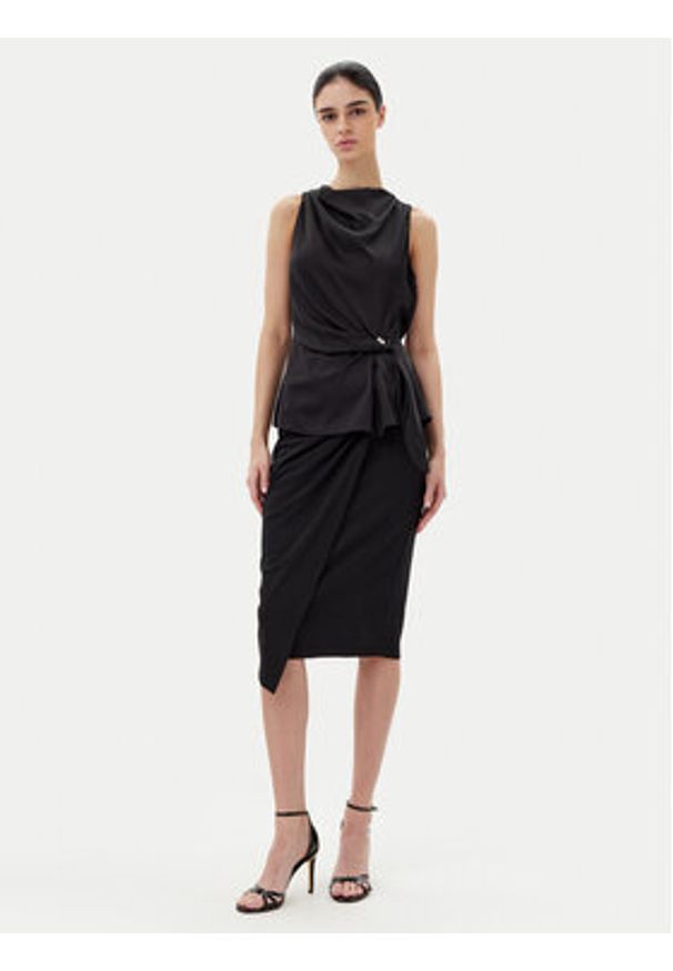 Rinascimento Spódnica midi CFC0123489003 Czarny Regular Fit. Kolor: czarny. Materiał: syntetyk