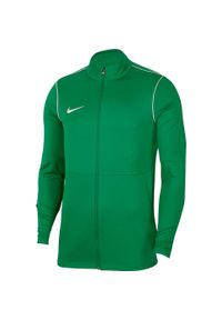 Bluza piłkarska męska Nike Dry Park 20 Dri-Fit rozpinana bez kaptura ze stójką. Typ kołnierza: bez kaptura, kołnierzyk stójkowy. Kolor: zielony. Technologia: Dri-Fit (Nike). Sport: piłka nożna