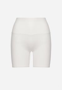 Born2be - Białe Szorty Kolarki przed Kolano w Sportowym Stylu z Efektem Push Up Vesna. Okazja: na co dzień. Kolor: biały. Wzór: aplikacja, bez wzorów. Styl: sportowy #3