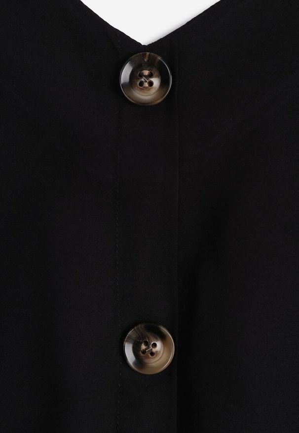 Renee - Czarna Sukienka z Wiskozy Kena. Okazja: na co dzień. Typ kołnierza: kokarda. Kolor: czarny. Typ sukienki: proste. Materiał: wiskoza. Długość rękawa: na ramiączkach. Sezon: lato. Styl: casual. Długość: maxi