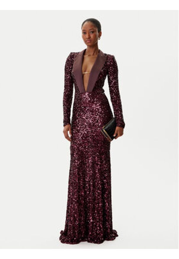 Elisabetta Franchi Sukienka wieczorowa AB-R13-56E2-V860' Bordowy Regular Fit. Kolor: czerwony. Materiał: syntetyk. Styl: wizytowy