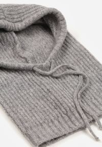 Born2be - Szara Czapka Kominiarka z Wełną o Kroju Kaptura z Kominem Linezra. Kolor: szary. Materiał: wełna. Styl: casual, elegancki #4