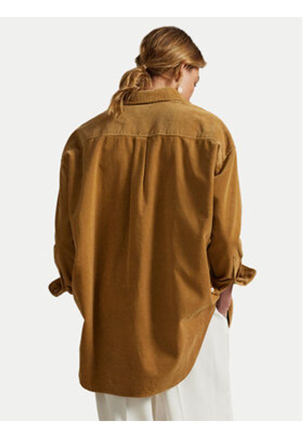 Polo Ralph Lauren Koszula 211971525001 Brązowy Oversize. Typ kołnierza: polo. Kolor: brązowy. Materiał: sztruks, bawełna